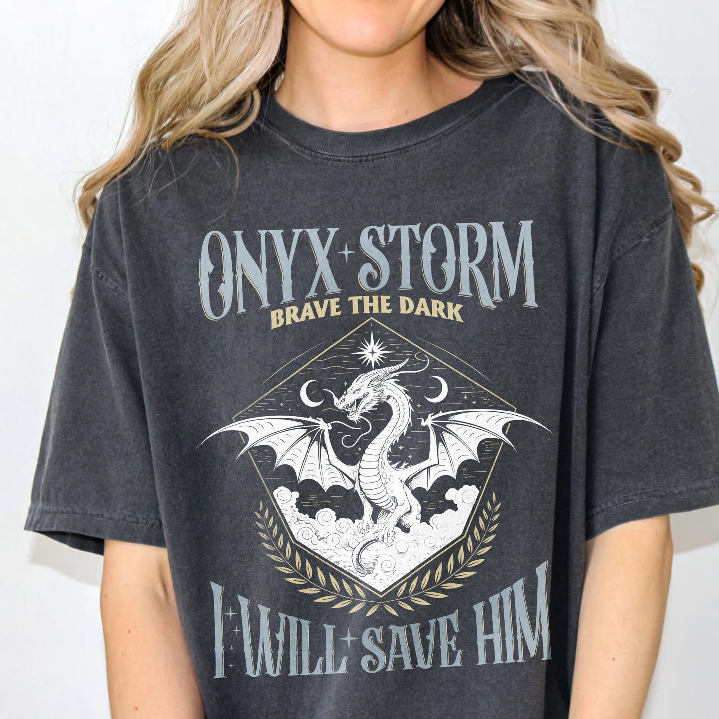 Fantasy Onyx Storm Dragon Graphic T-Shirt
