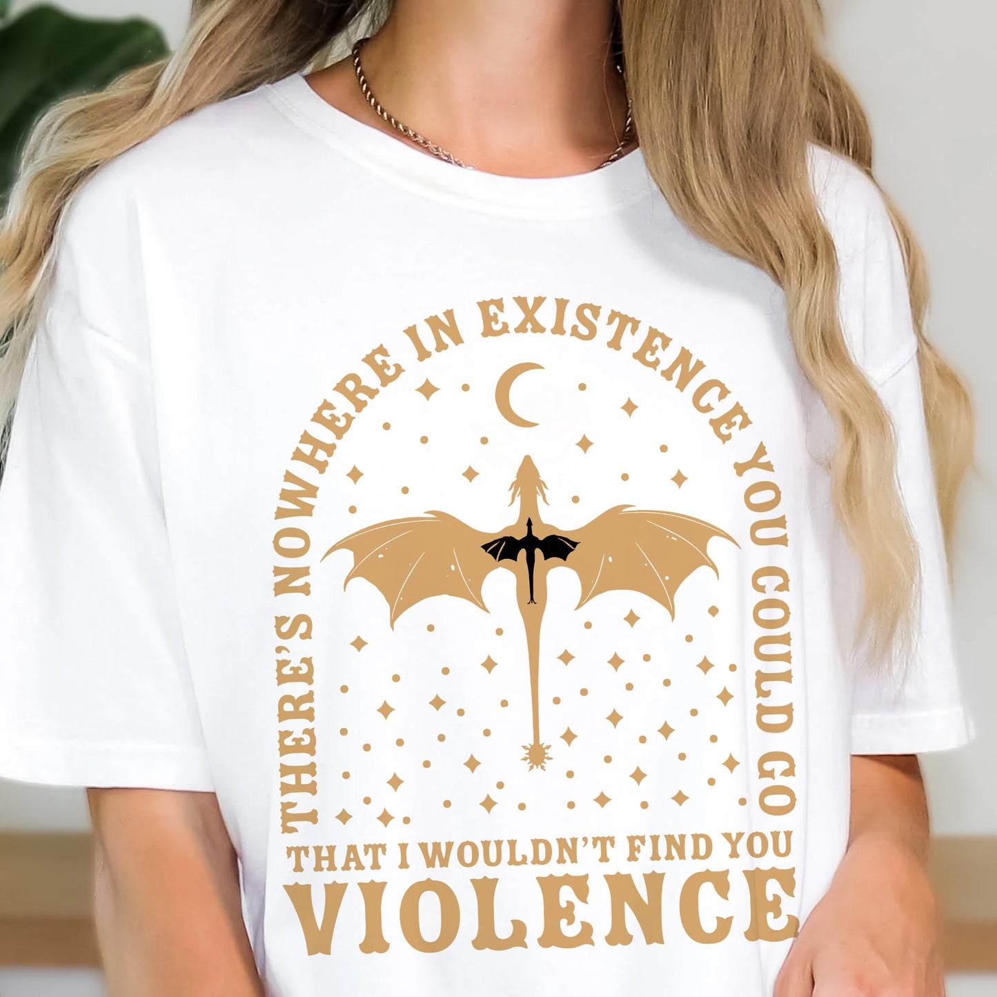 Fourth Wing Inspired T-Shirt – Violence Dragon Sword Graphic Tee