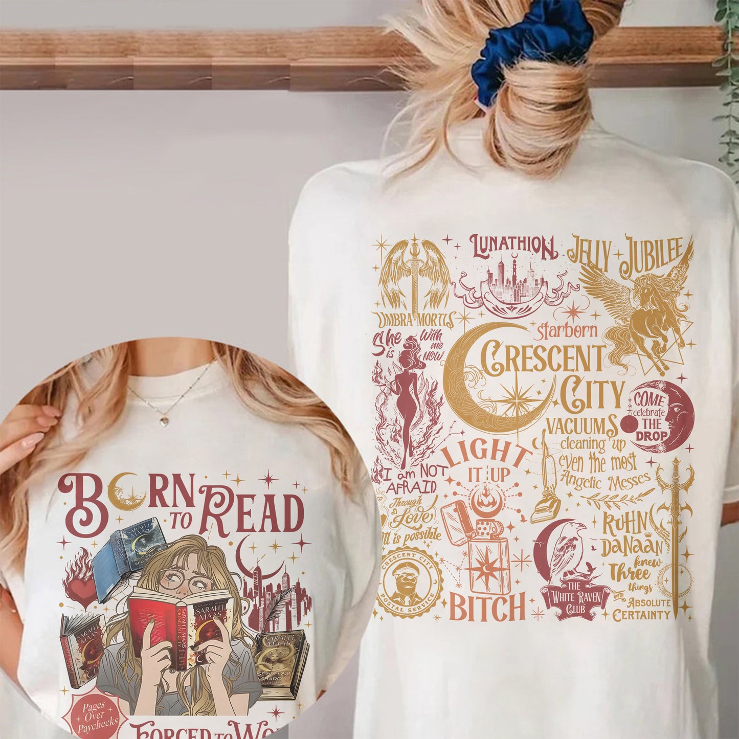 Crescent City Comfort Colors Tee – Born to Read, Pages Over Paychecks