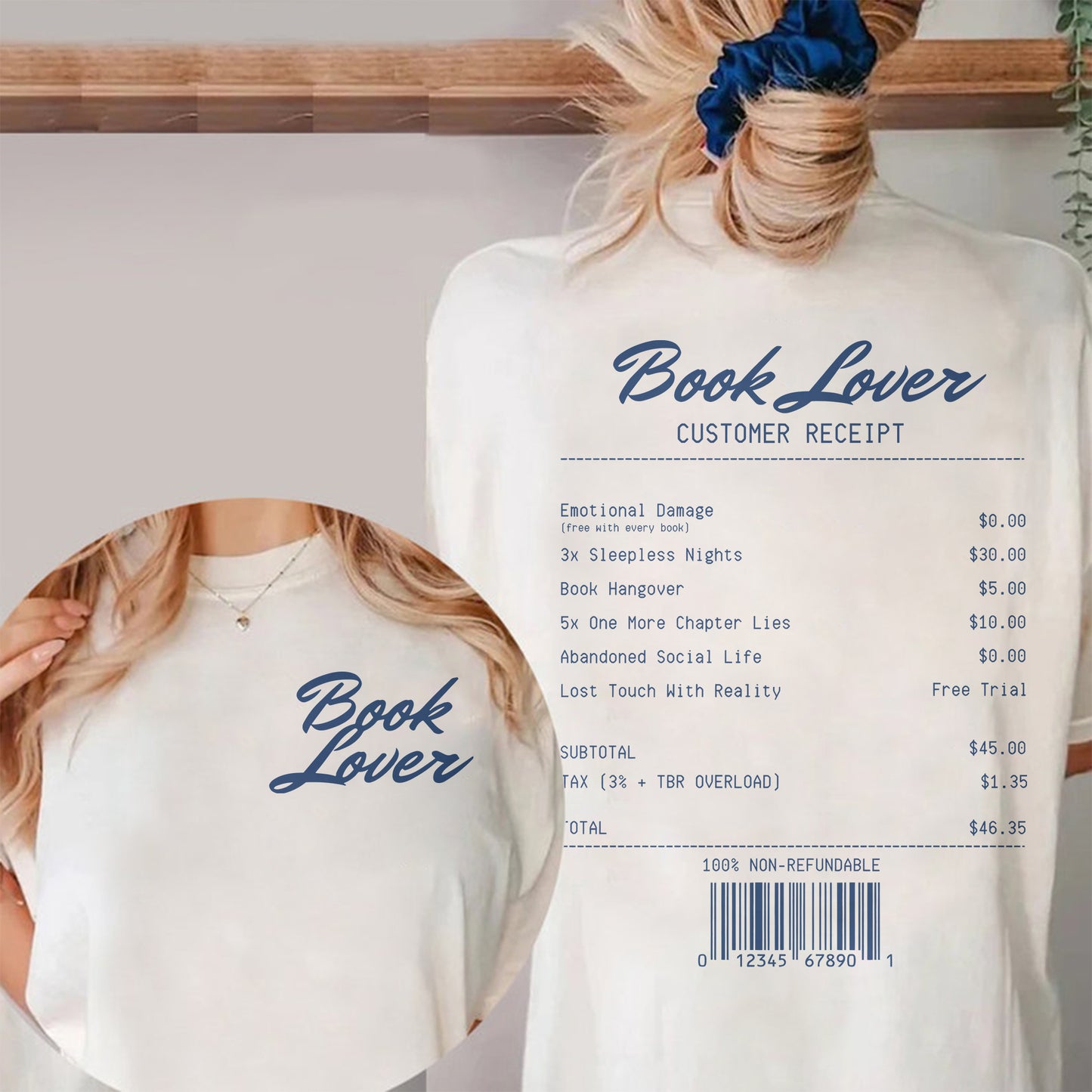 Book Lover Receipt Comfort Colors Graphic Tee