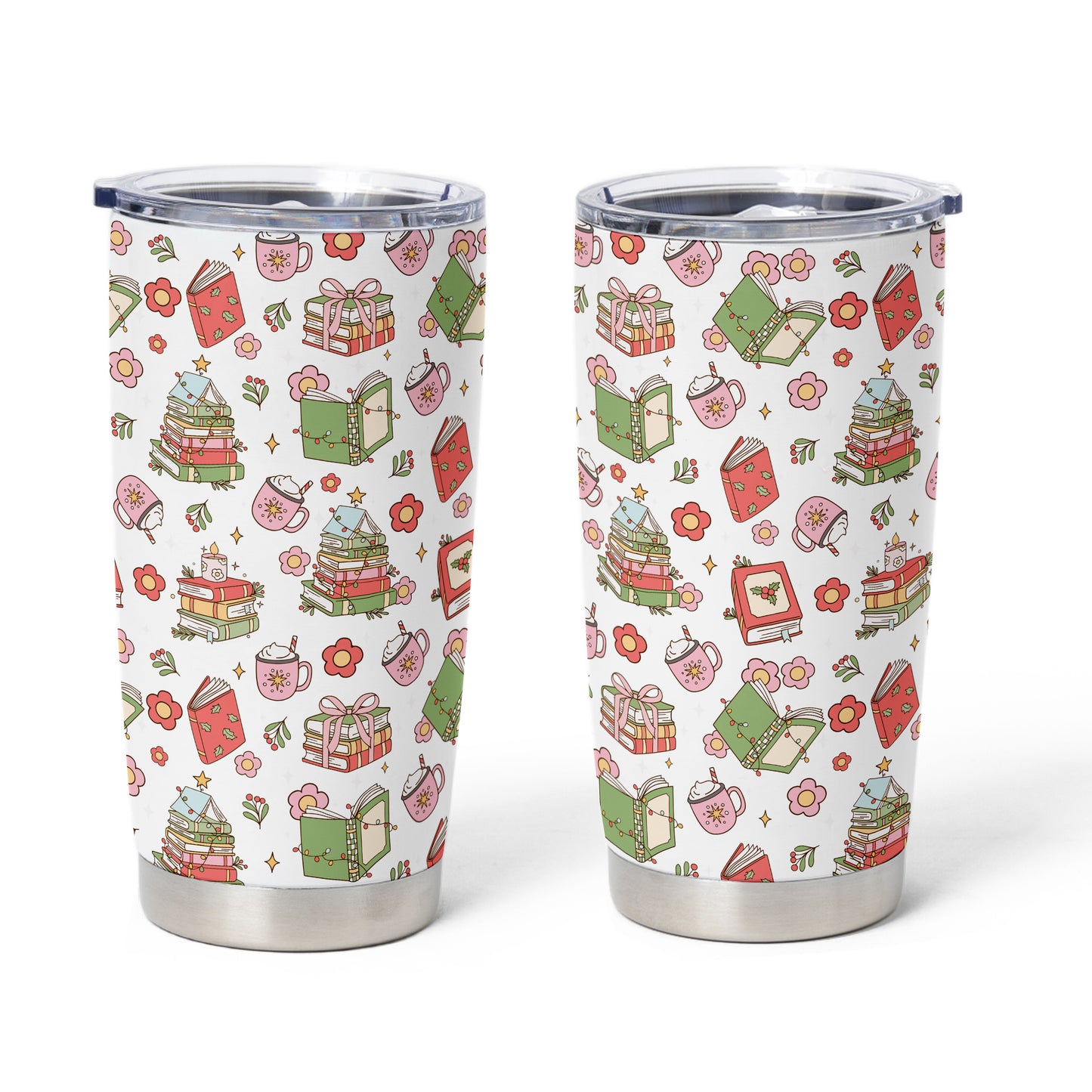 Whimsical Holiday Book Tumbler – 20oz & 40oz Cozy Gift Cup