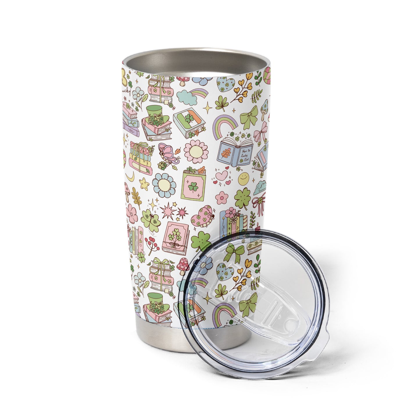 Pastel Bookish Charm Stainless Steel Tumbler