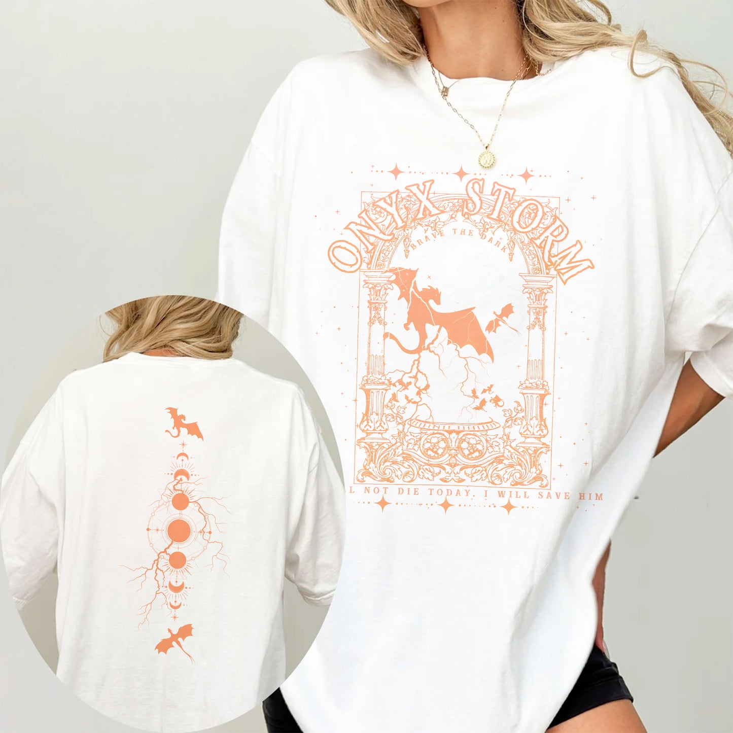 Onyx Storm Comfort Colors T-Shirt – Fourth Wing Lightning Dragon Design