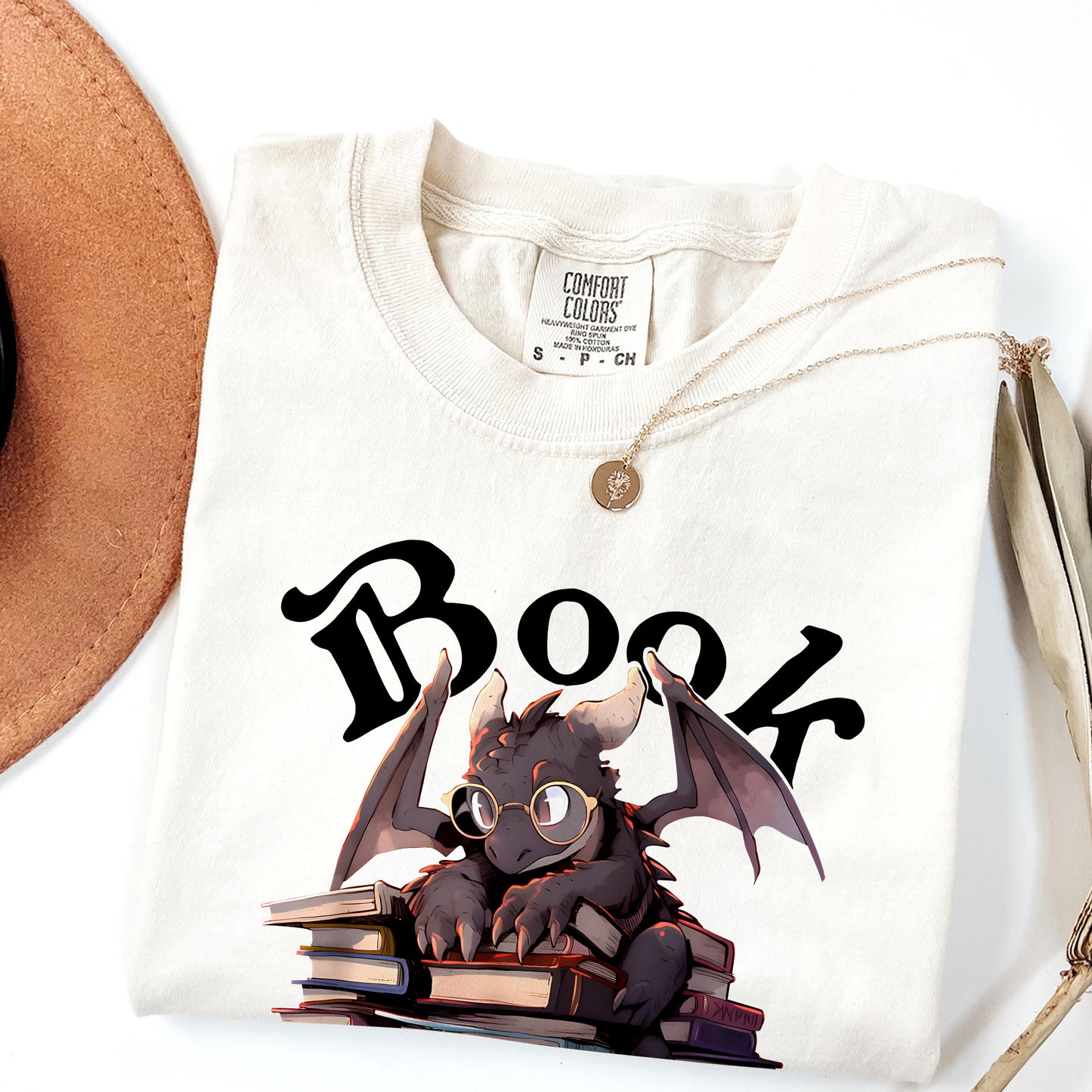 Book Dragon T-Shirt | Fantasy Reader Oversized Tee