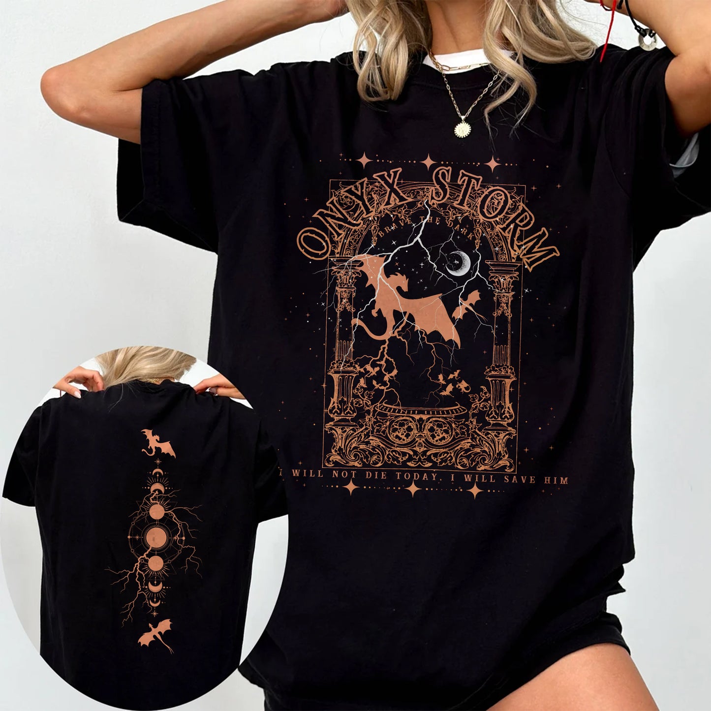 Onyx Storm Comfort Colors T-Shirt – Fourth Wing Lightning Dragon Design