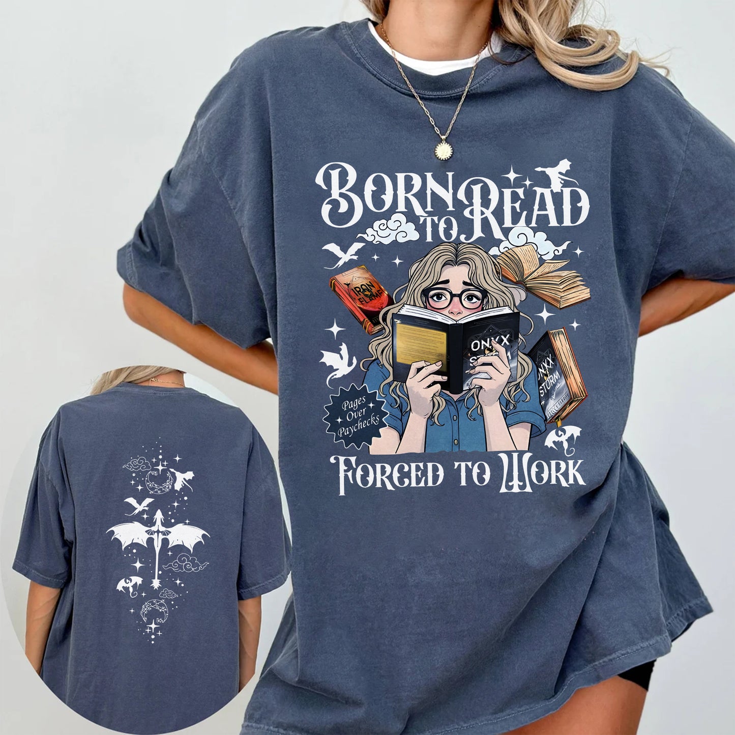 Onyx Storm Comfort Colors Graphic Tee – Born to Read Edition