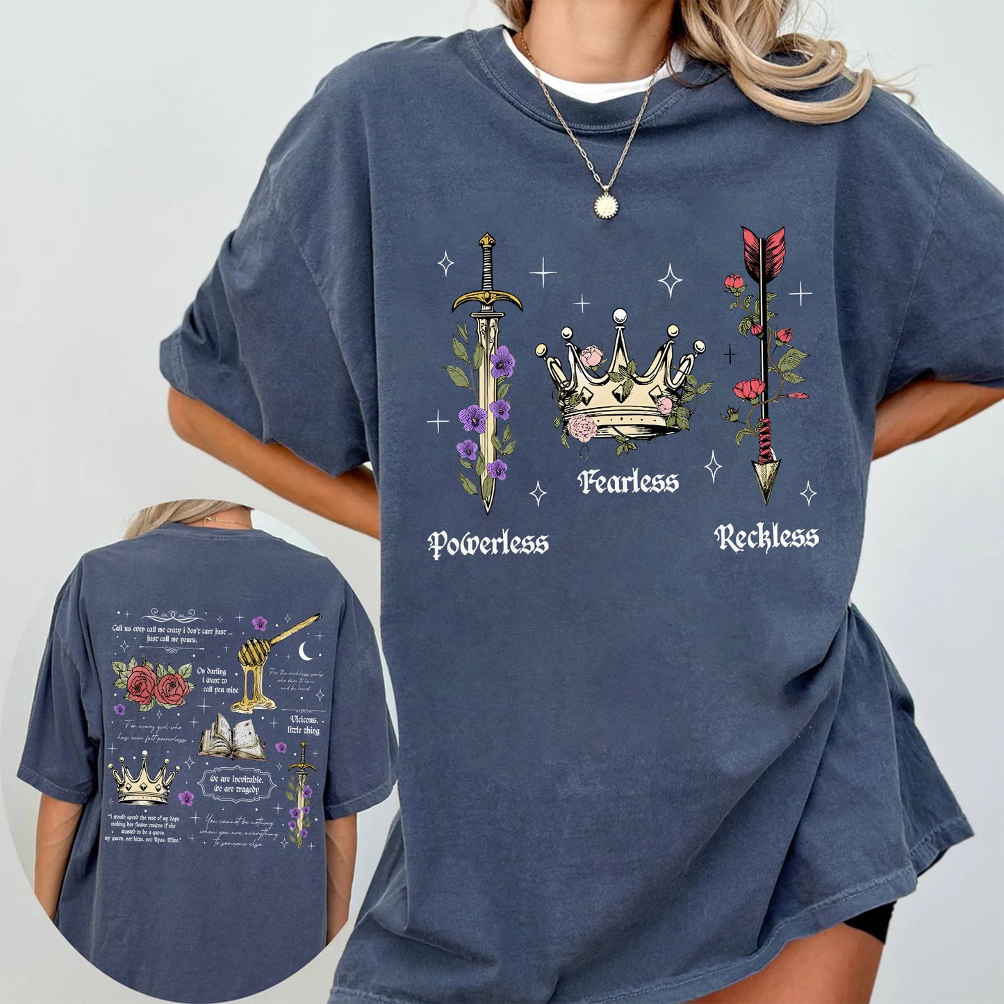 Fearless Trope Comfort Colors Tee – Powerless. Fearless. Reckless.