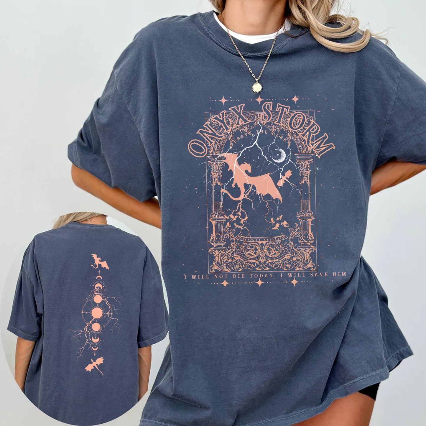 Onyx Storm Comfort Colors T-Shirt – Fourth Wing Lightning Dragon Design