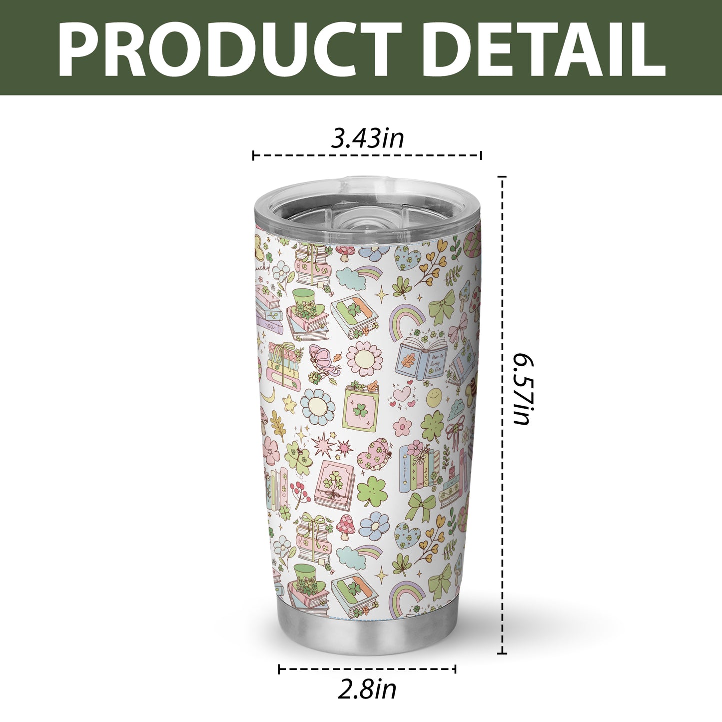 Pastel Bookish Charm Stainless Steel Tumbler