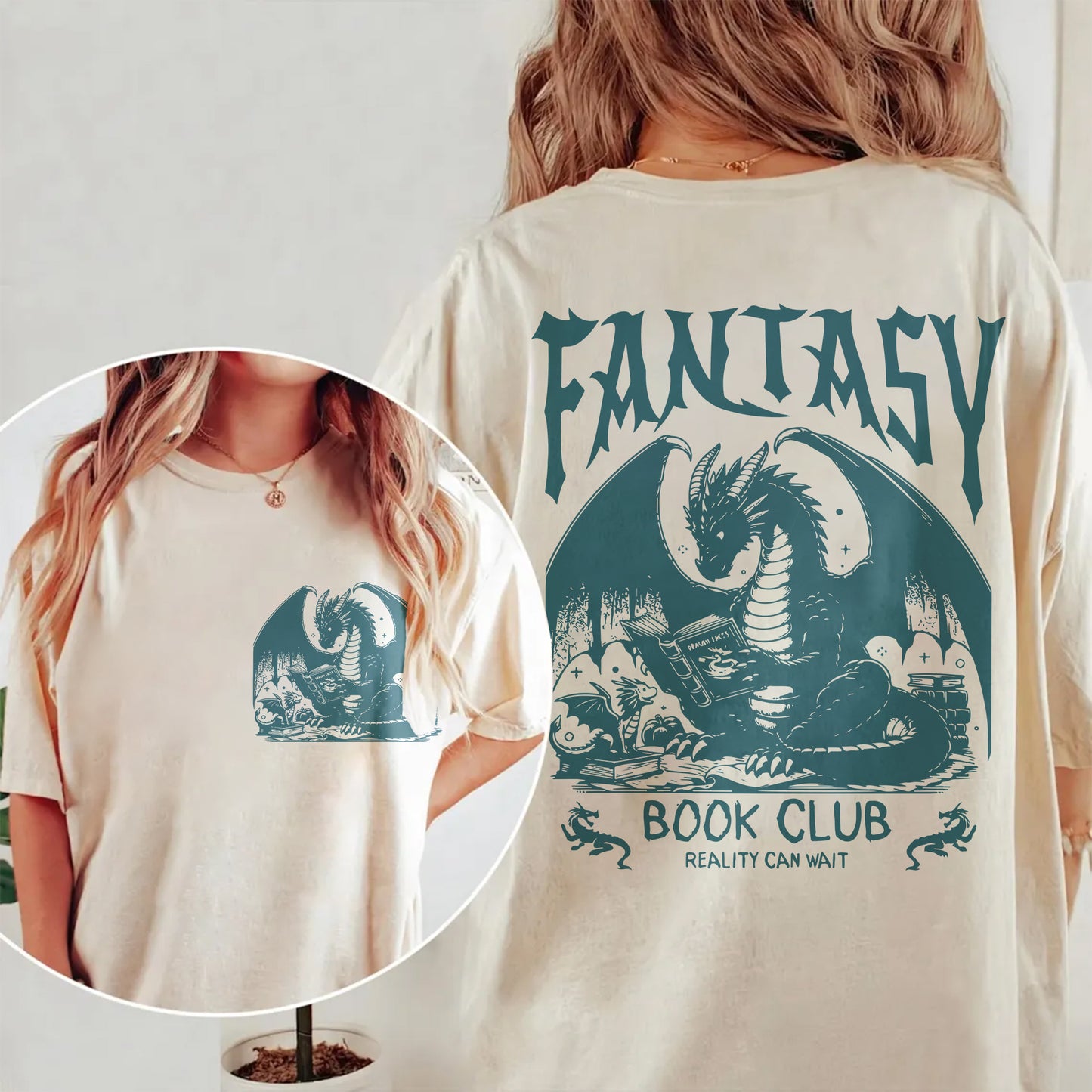 Fantasy Book Club T-Shirt | Reality Can Wait Oversized Tee