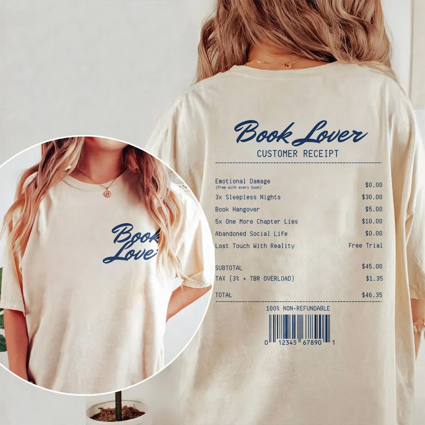 Book Lover Receipt Comfort Colors Graphic Tee