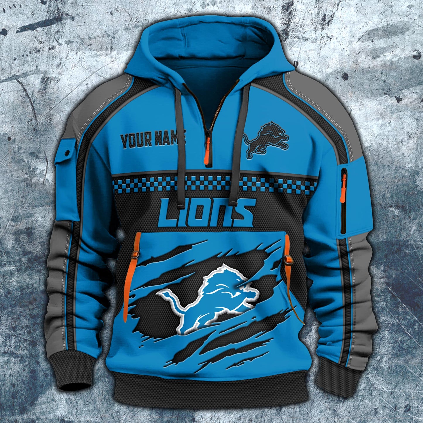 Detroit LionsHoodie Half Zipper Custom Your Name EHIVM-06242639