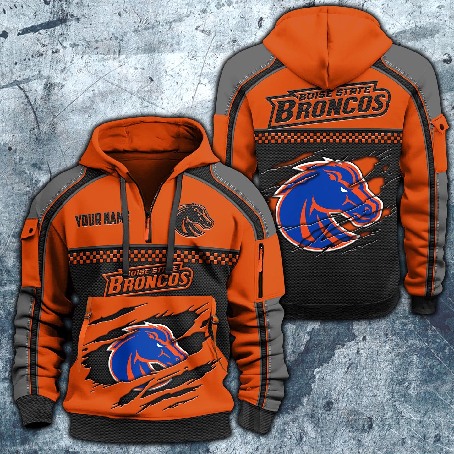 Boise State BroncosHoodie Half Zipper Custom Your Name EHIVM-07092718
