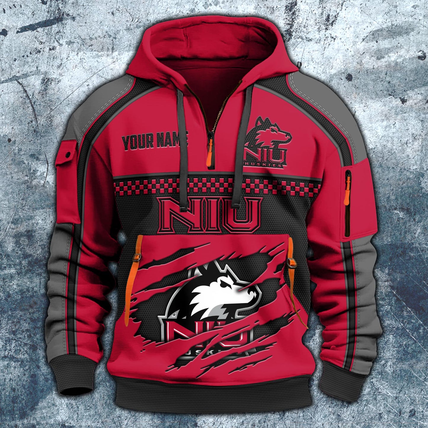 Northern Illinois HuskiesHoodie Half Zipper Custom Your Name EHIVM-07092718