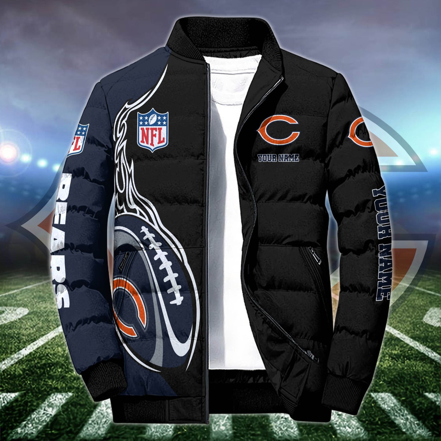 Chicago Bears Puffer Jacket Custom Your Name, Sport Jacket EHIVM-53002