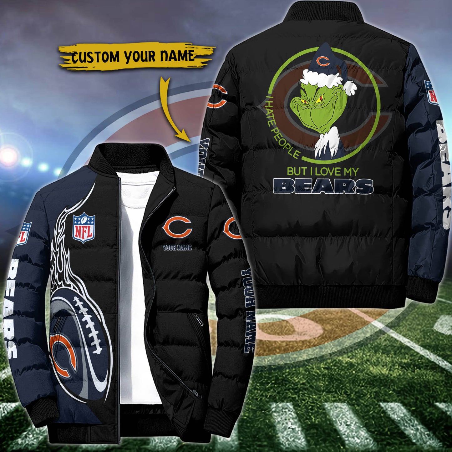 Chicago Bears Puffer Jacket Custom Your Name, Sport Jacket EHIVM-53002