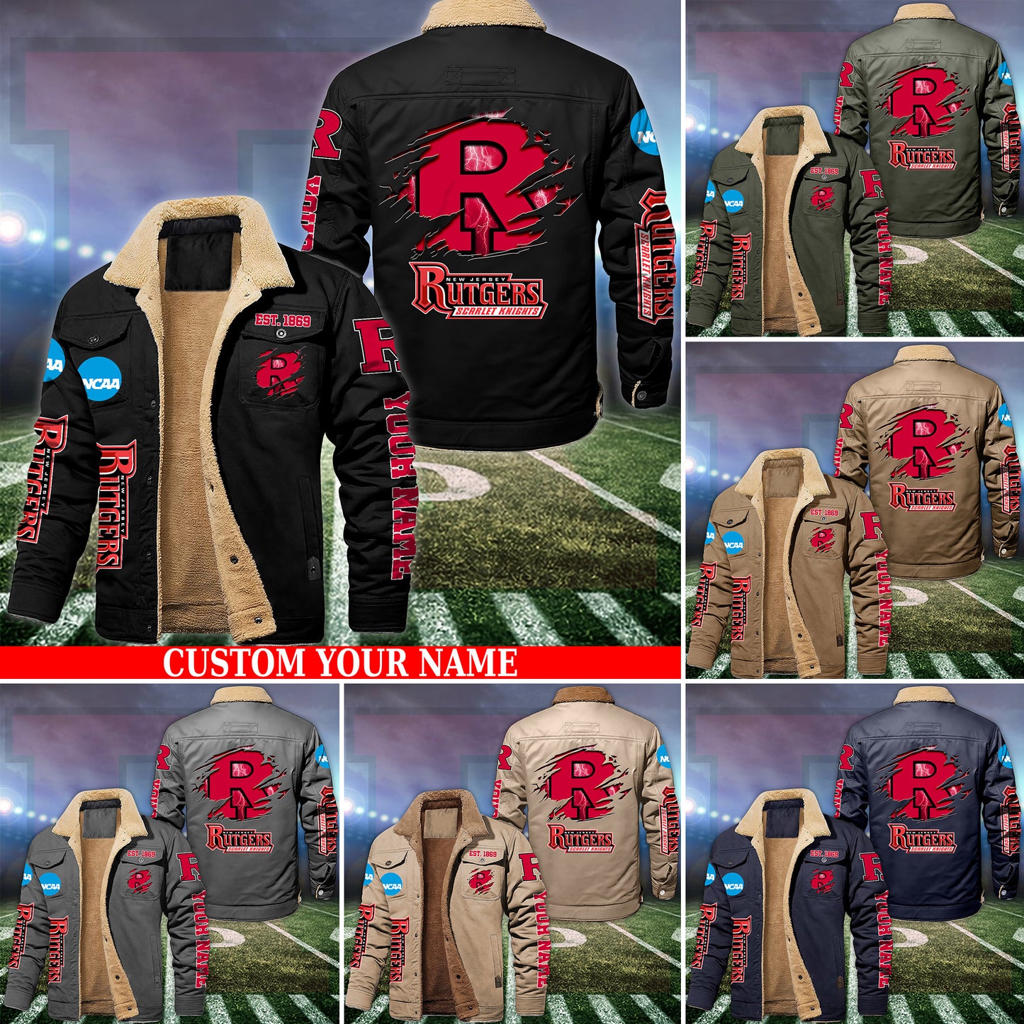 Rutgers Scarlet Knights Fleece Lined Cargo Jacket Custom Your Name 2026 Version EHIVM-53730