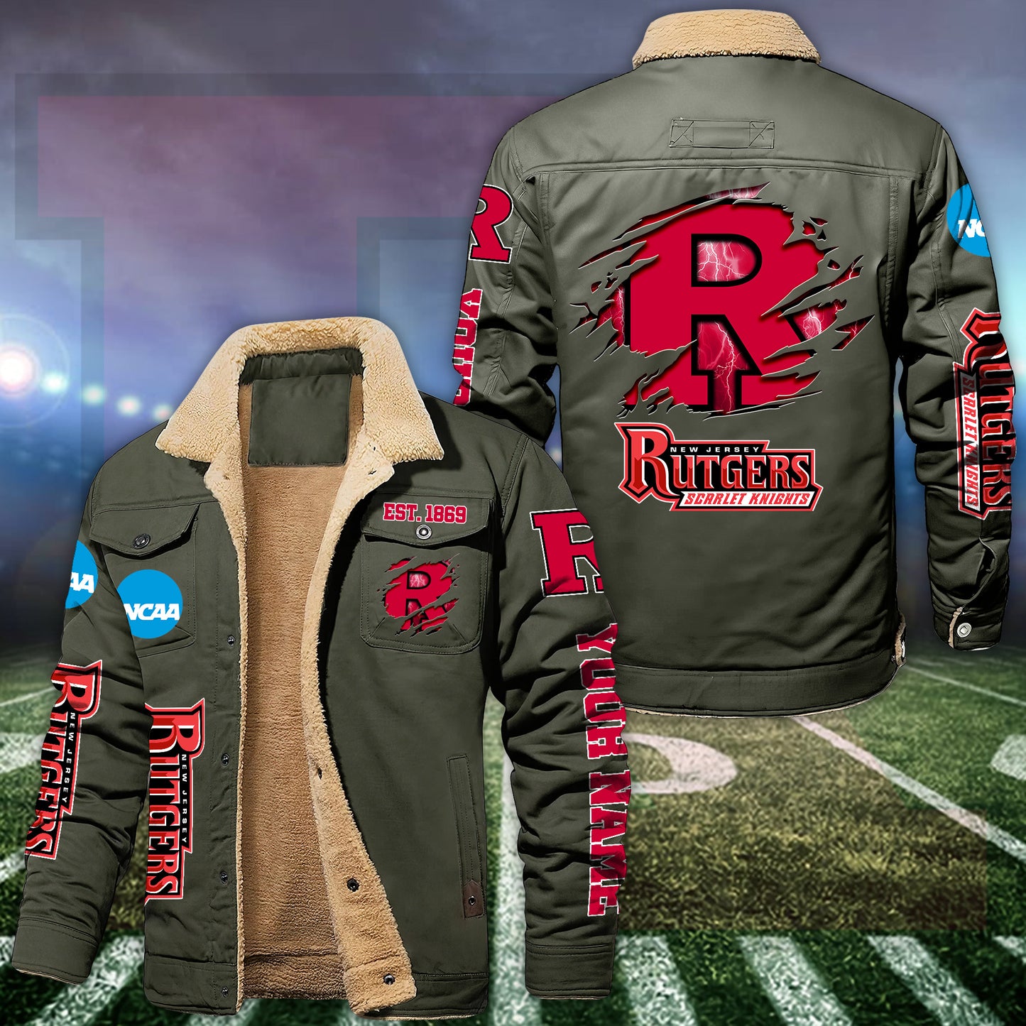 Rutgers Scarlet Knights Fleece Lined Cargo Jacket Custom Your Name 2026 Version EHIVM-53730