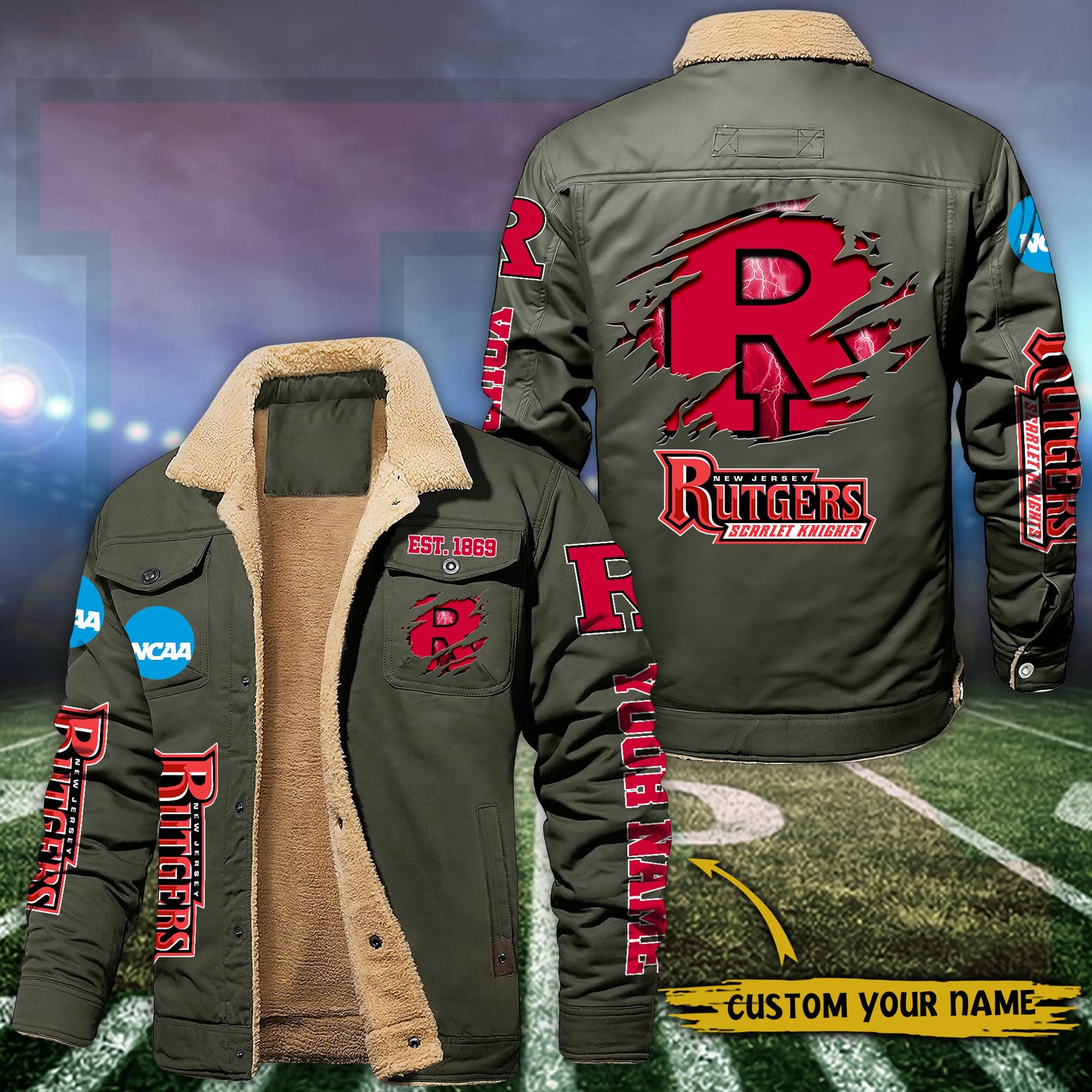 Rutgers Scarlet Knights Fleece Lined Cargo Jacket Custom Your Name 2026 Version EHIVM-53730