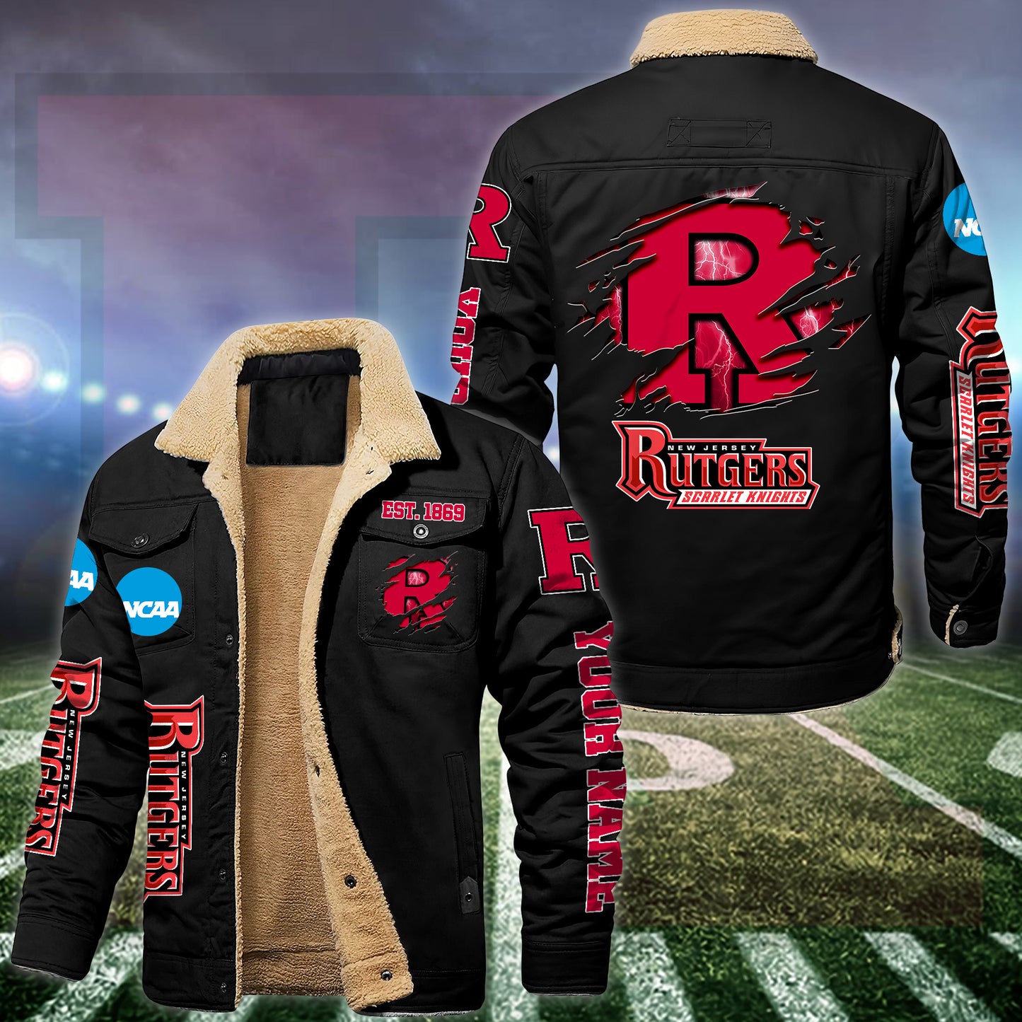 Rutgers Scarlet Knights Fleece Lined Cargo Jacket Custom Your Name 2026 Version EHIVM-53730