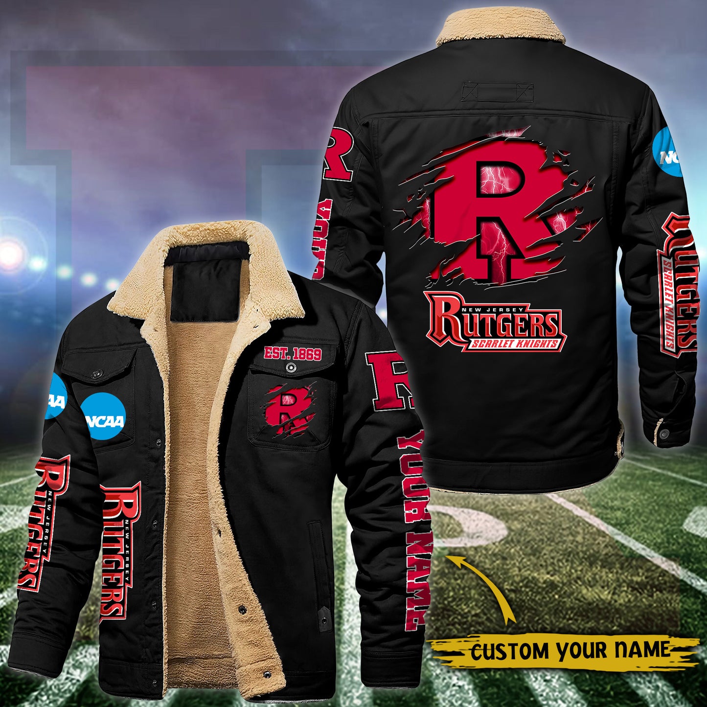 Rutgers Scarlet Knights Fleece Lined Cargo Jacket Custom Your Name 2026 Version EHIVM-53730