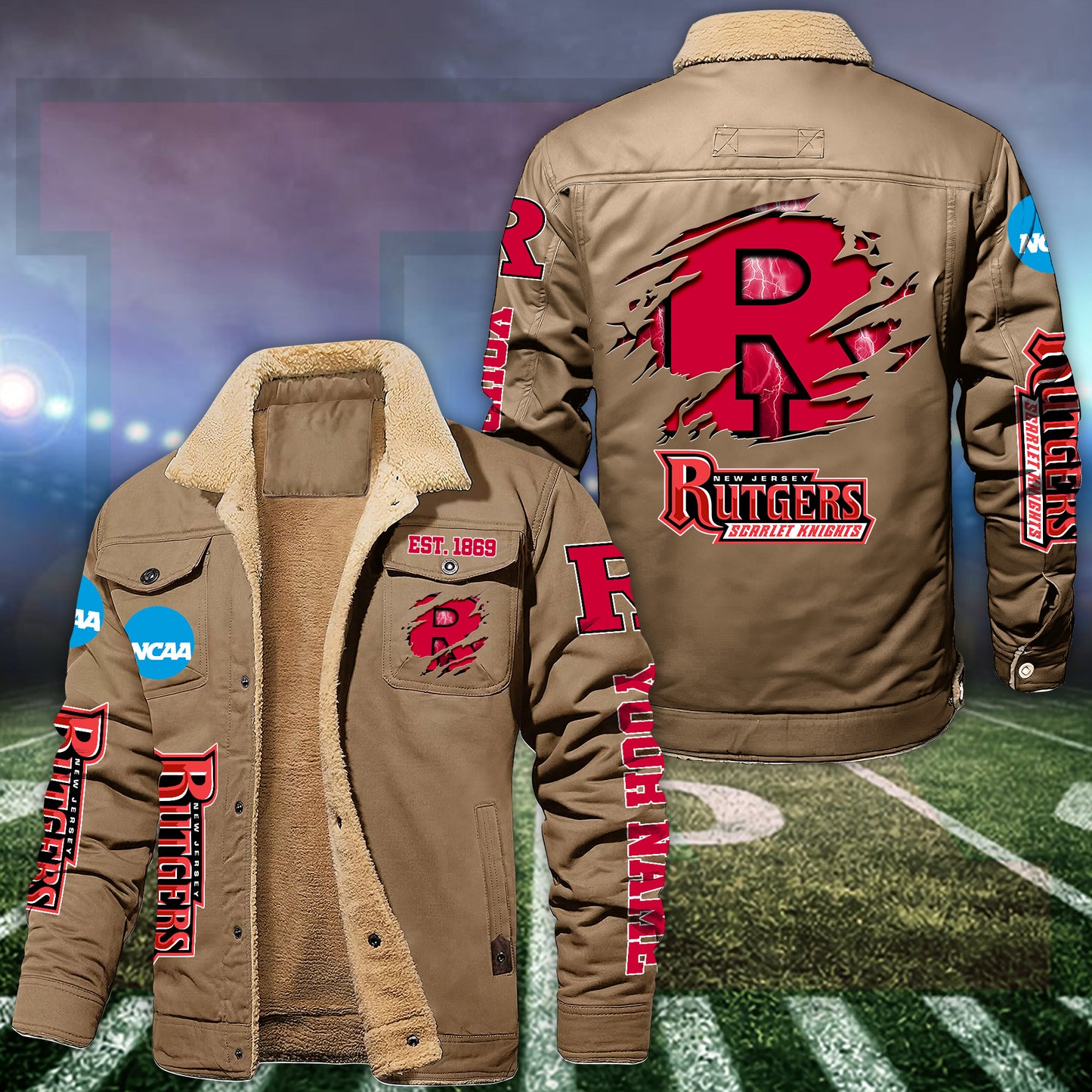 Rutgers Scarlet Knights Fleece Lined Cargo Jacket Custom Your Name 2026 Version EHIVM-53730