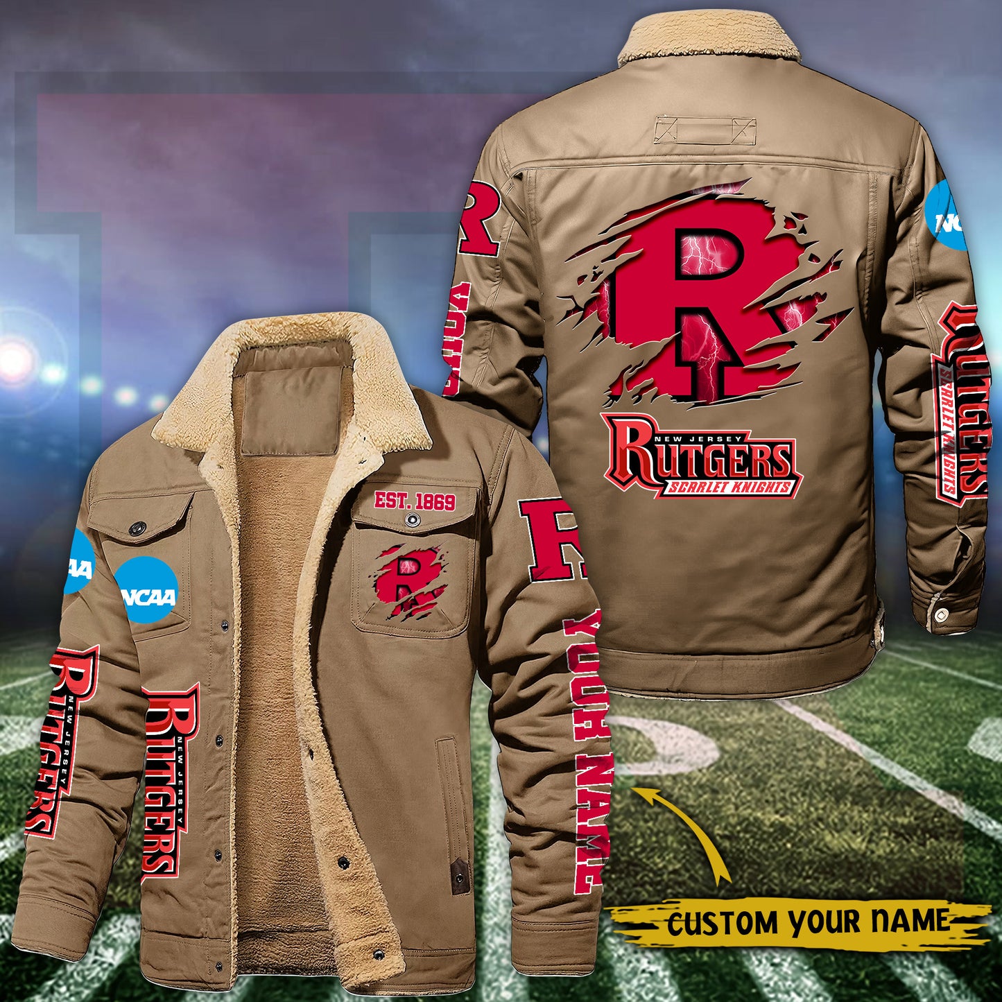 Rutgers Scarlet Knights Fleece Lined Cargo Jacket Custom Your Name 2026 Version EHIVM-53730
