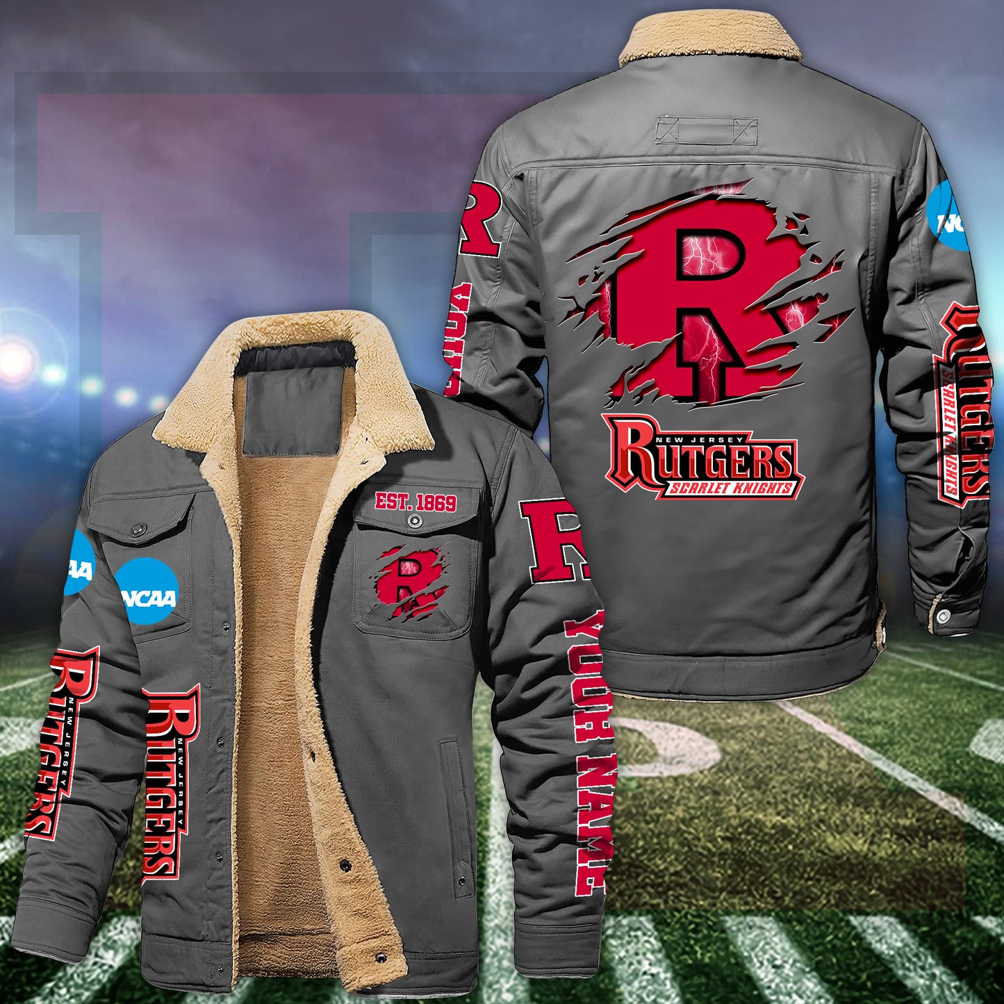 Rutgers Scarlet Knights Fleece Lined Cargo Jacket Custom Your Name 2026 Version EHIVM-53730