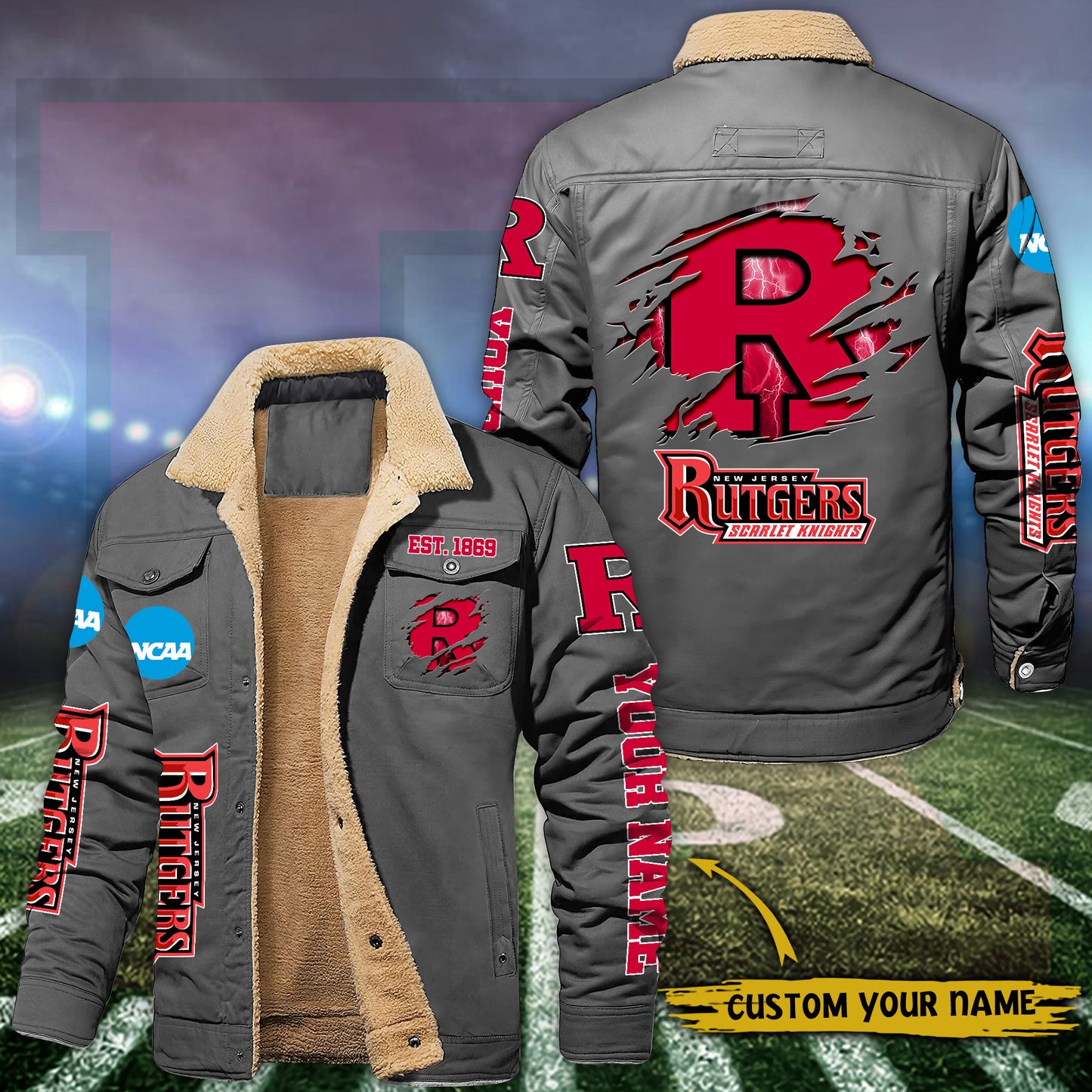 Rutgers Scarlet Knights Fleece Lined Cargo Jacket Custom Your Name 2026 Version EHIVM-53730