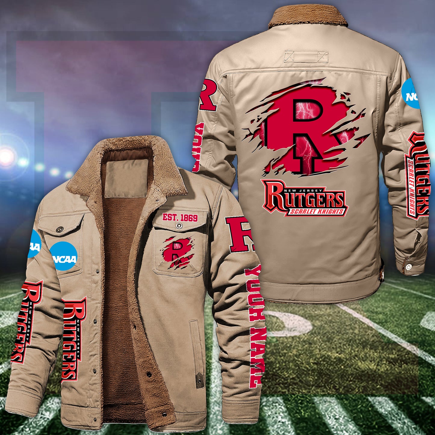 Rutgers Scarlet Knights Fleece Lined Cargo Jacket Custom Your Name 2026 Version EHIVM-53730