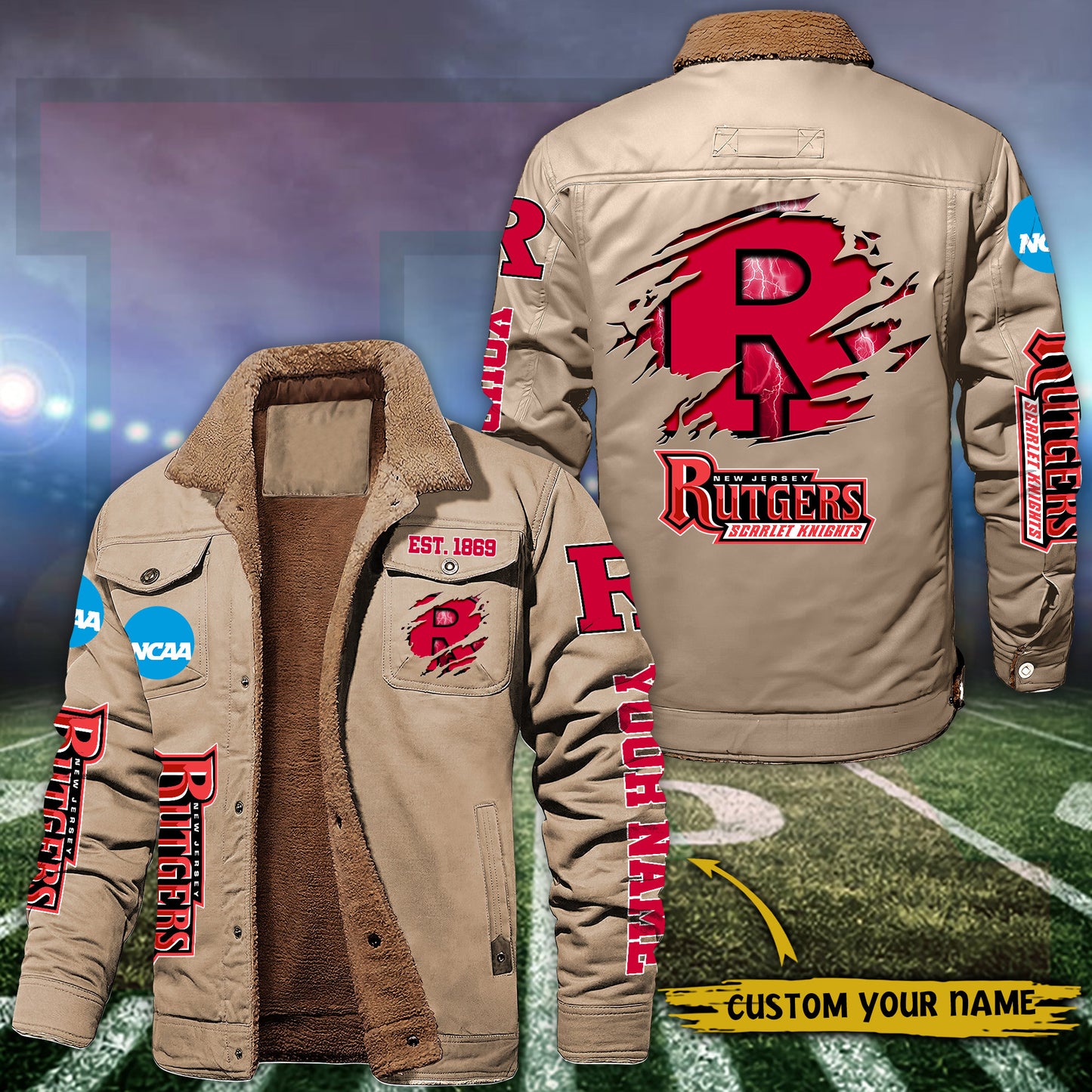 Rutgers Scarlet Knights Fleece Lined Cargo Jacket Custom Your Name 2026 Version EHIVM-53730