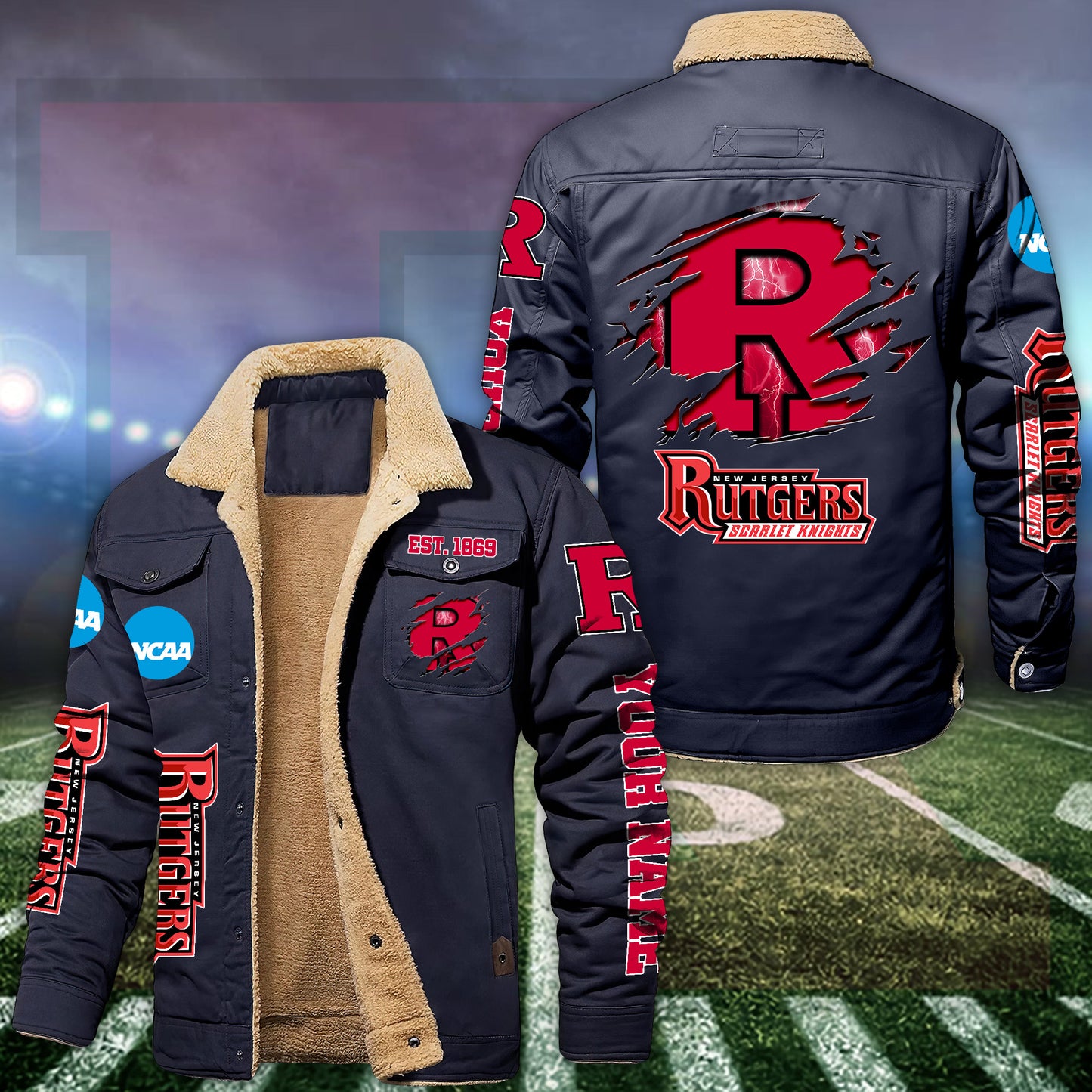 Rutgers Scarlet Knights Fleece Lined Cargo Jacket Custom Your Name 2026 Version EHIVM-53730