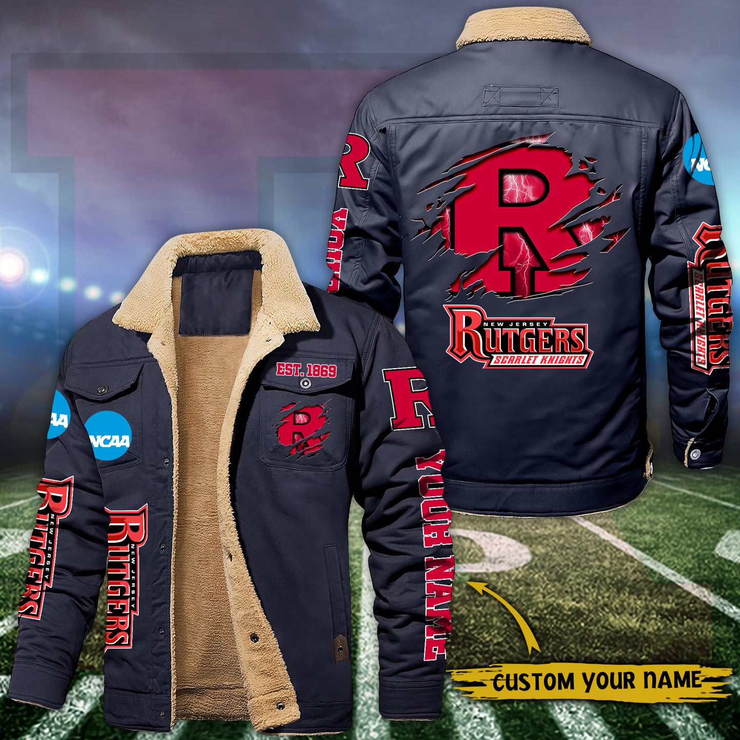 Rutgers Scarlet Knights Fleece Lined Cargo Jacket Custom Your Name 2026 Version EHIVM-53730