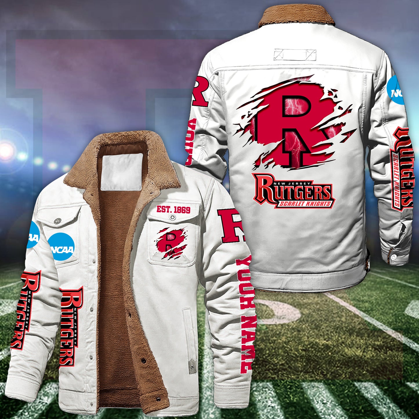 Rutgers Scarlet Knights Fleece Lined Cargo Jacket Custom Your Name 2026 Version EHIVM-53730