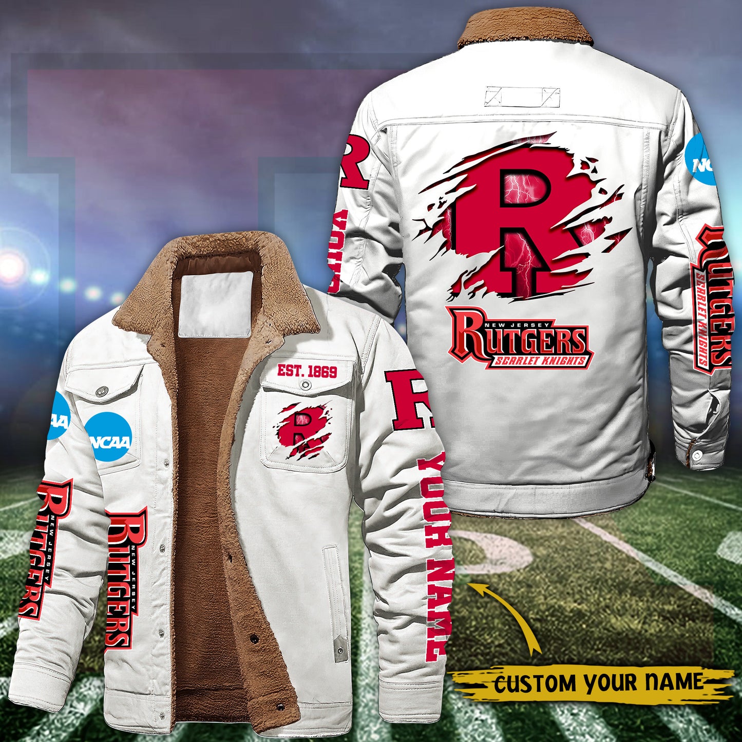 Rutgers Scarlet Knights Fleece Lined Cargo Jacket Custom Your Name 2026 Version EHIVM-53730