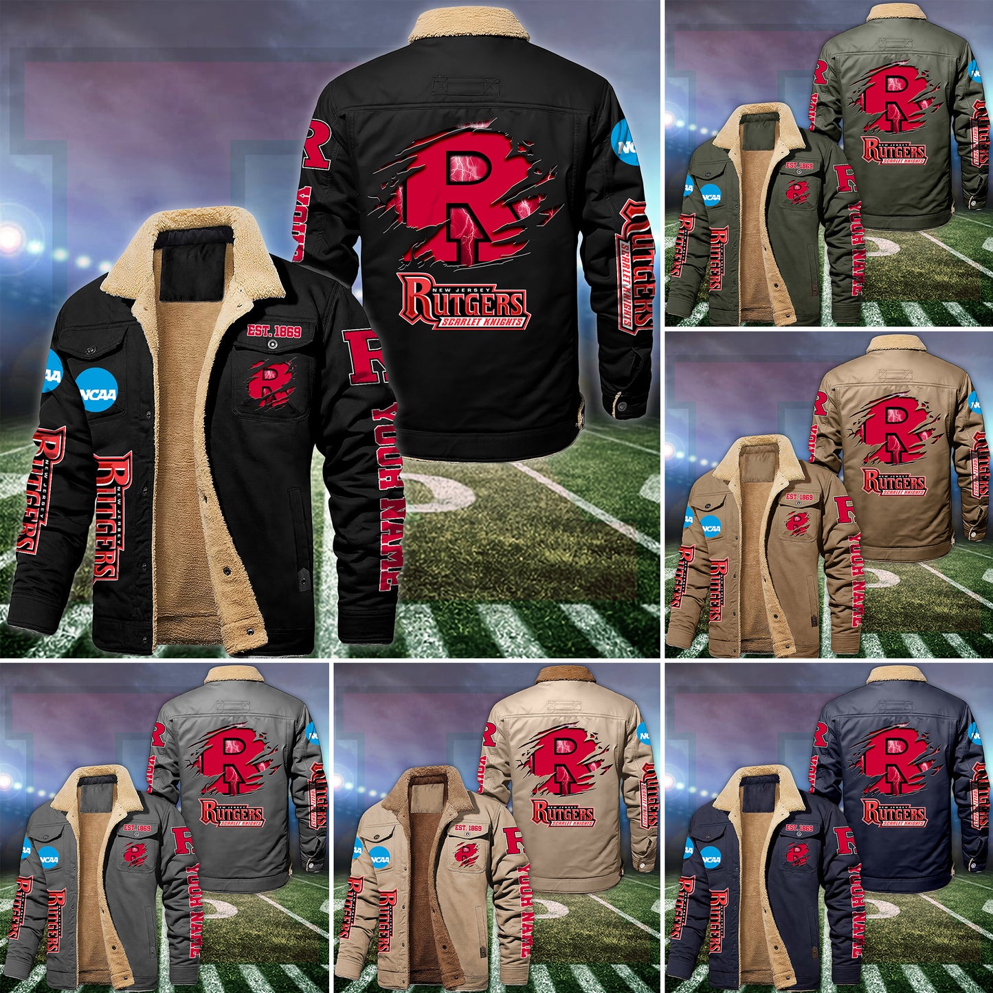 Rutgers Scarlet Knights Fleece Lined Cargo Jacket Custom Your Name 2026 Version EHIVM-53730