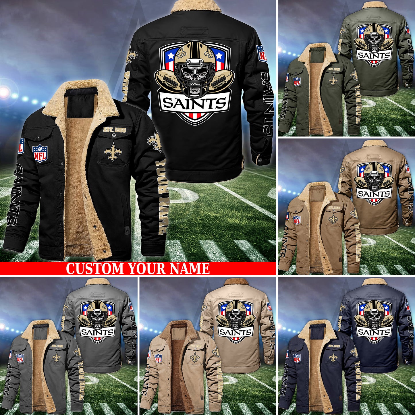 New Orleans Saints Fleece Lined Cargo Jacket Custom Your Name 2026 Version EHIVM-54163