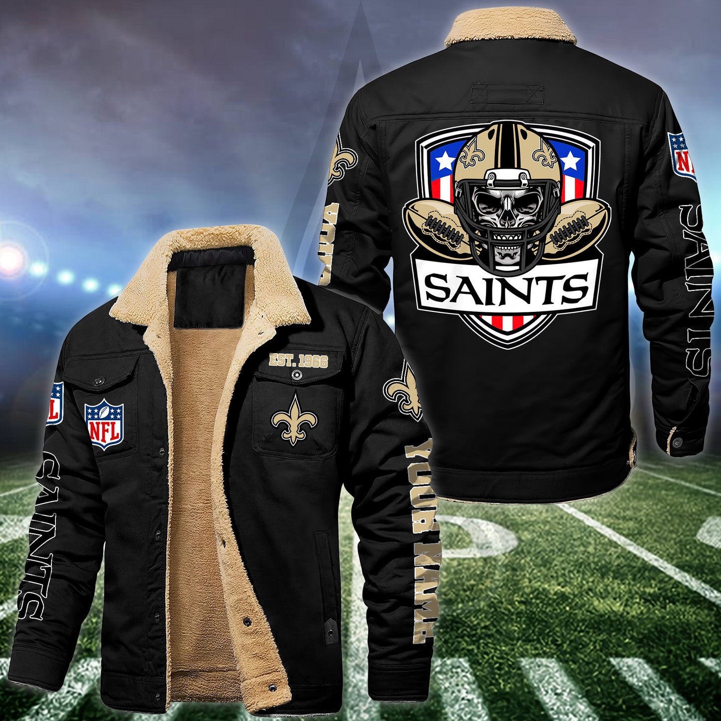 New Orleans Saints Fleece Lined Cargo Jacket Custom Your Name 2026 Version EHIVM-54163
