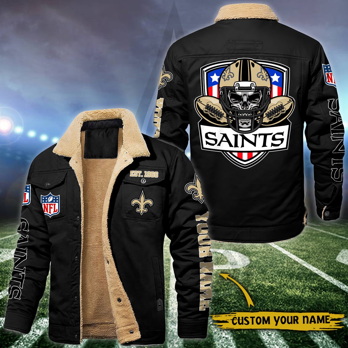 New Orleans Saints Fleece Lined Cargo Jacket Custom Your Name 2026 Version EHIVM-54163