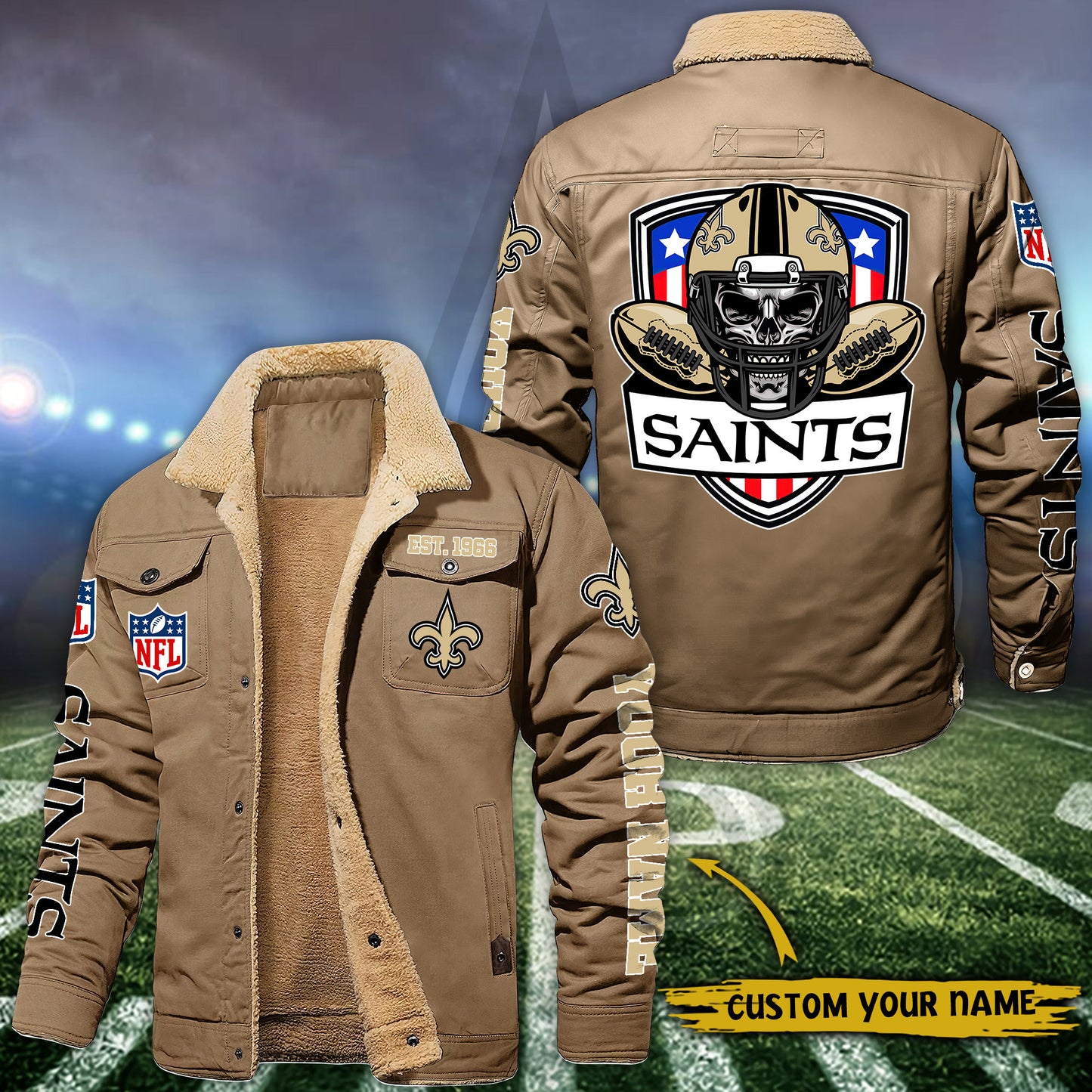 New Orleans Saints Fleece Lined Cargo Jacket Custom Your Name 2026 Version EHIVM-54163