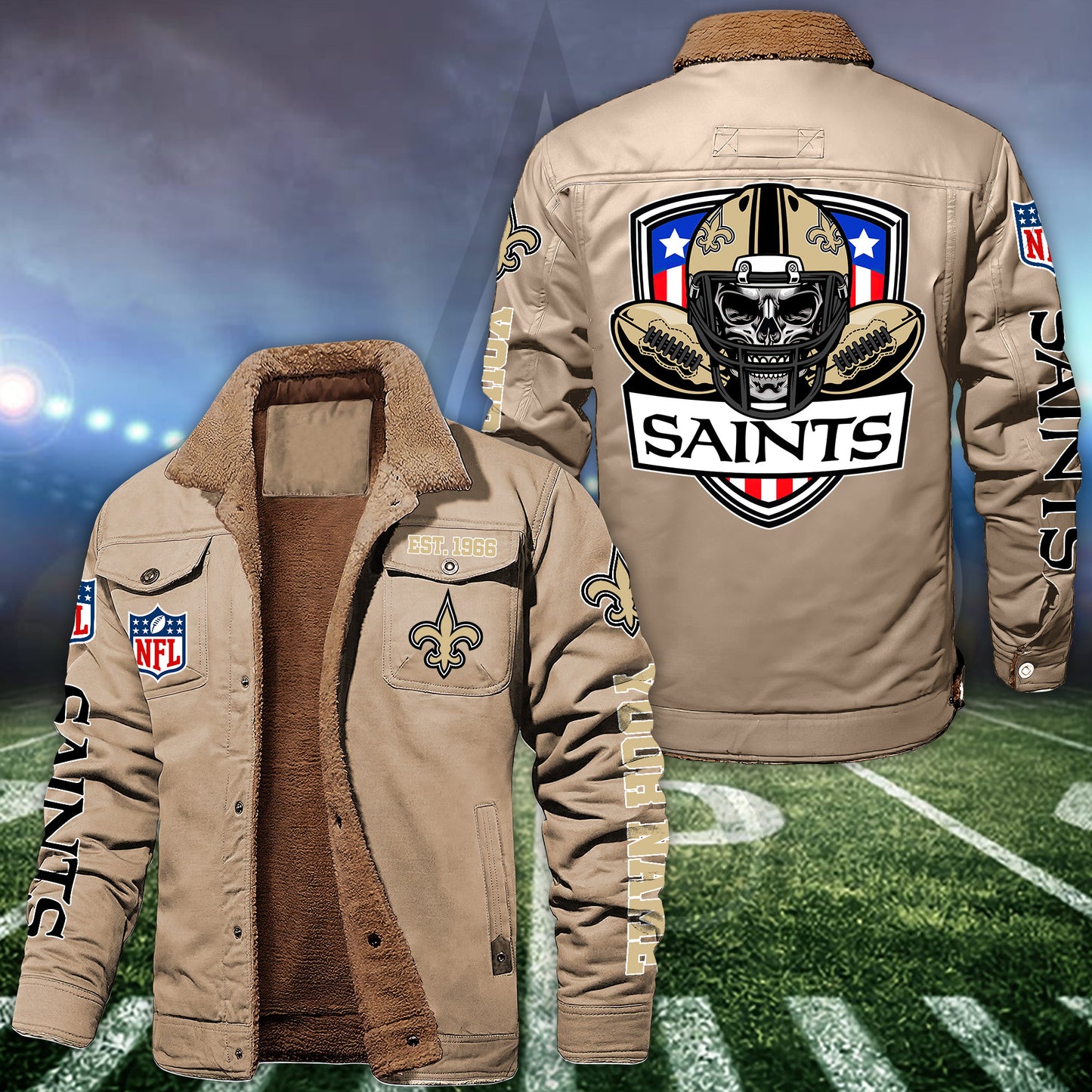 New Orleans Saints Fleece Lined Cargo Jacket Custom Your Name 2026 Version EHIVM-54163