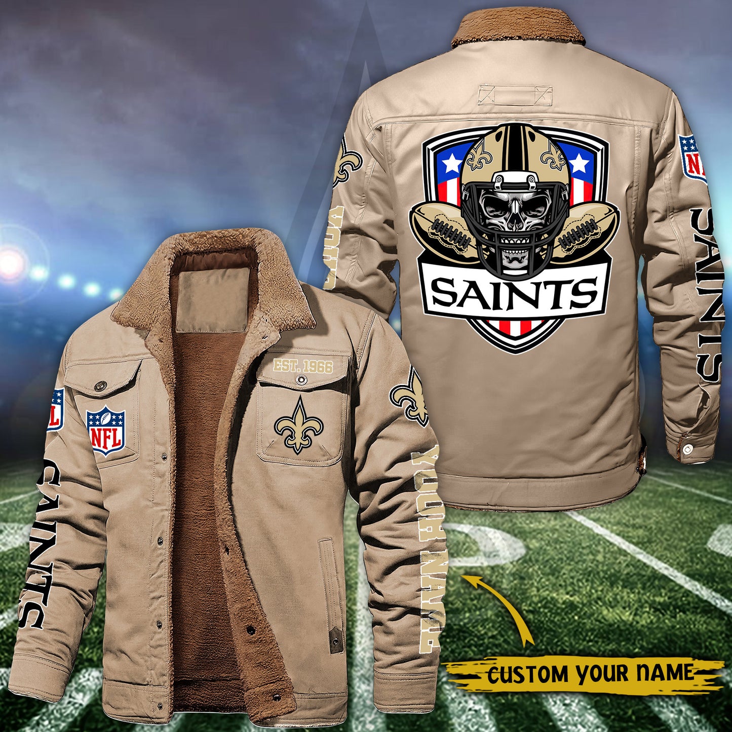 New Orleans Saints Fleece Lined Cargo Jacket Custom Your Name 2026 Version EHIVM-54163