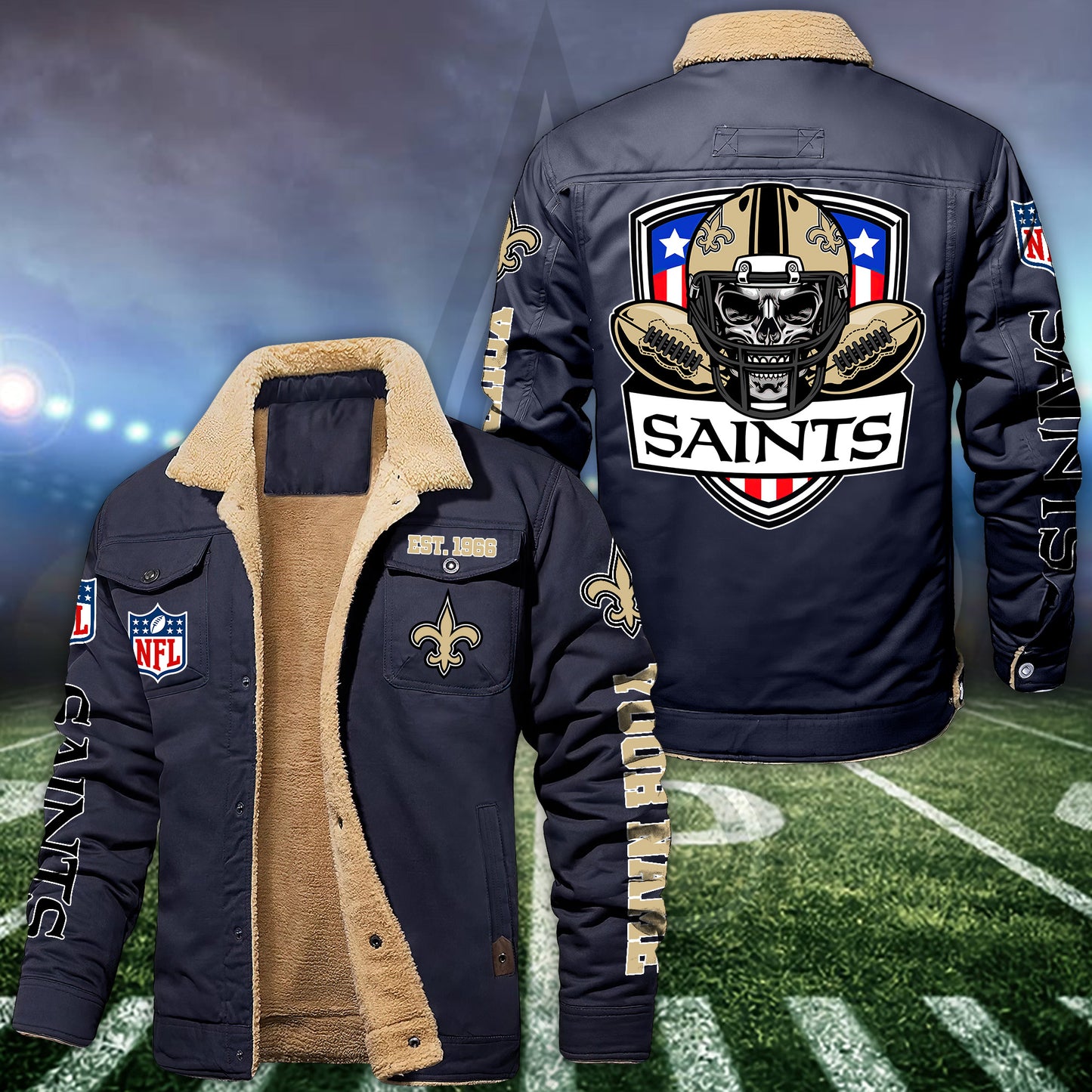 New Orleans Saints Fleece Lined Cargo Jacket Custom Your Name 2026 Version EHIVM-54163