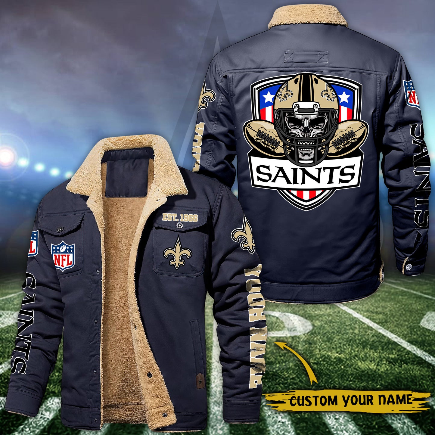 New Orleans Saints Fleece Lined Cargo Jacket Custom Your Name 2026 Version EHIVM-54163