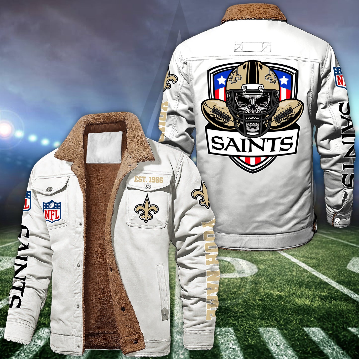 New Orleans Saints Fleece Lined Cargo Jacket Custom Your Name 2026 Version EHIVM-54163
