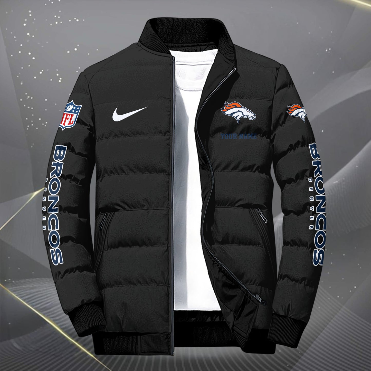 Denver Broncos Puffer Jacket Custom Your Name, Sport Jacket, FootBall Fan Gifts EHIVM-62479