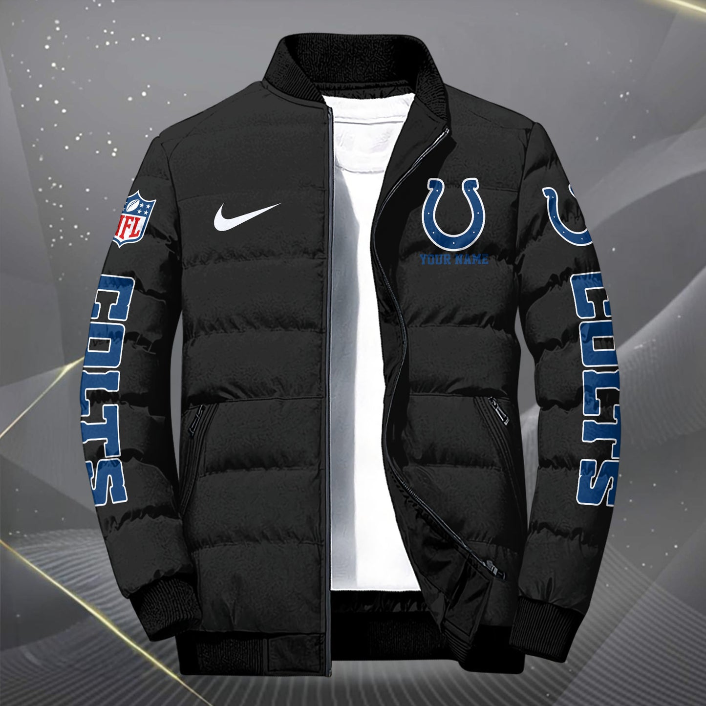 Indianapolis Colts Puffer Jacket Custom Your Name, Sport Jacket, FootBall Fan Gifts EHIVM-62479