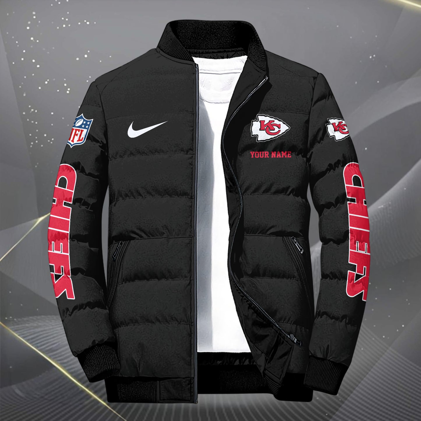 Kansas City Chiefs Puffer Jacket Custom Your Name, Sport Jacket, FootBall Fan Gifts EHIVM-62479