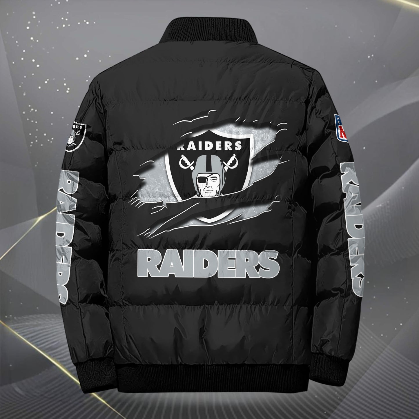 Las Vegas Raiders Puffer Jacket Custom Your Name, Sport Jacket, FootBall Fan Gifts EHIVM-62479