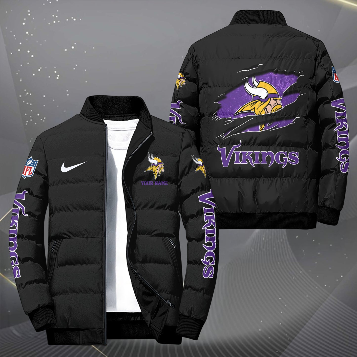 Minnesota Vikings Puffer Jacket Custom Your Name, Sport Jacket, FootBall Fan Gifts EHIVM-62479